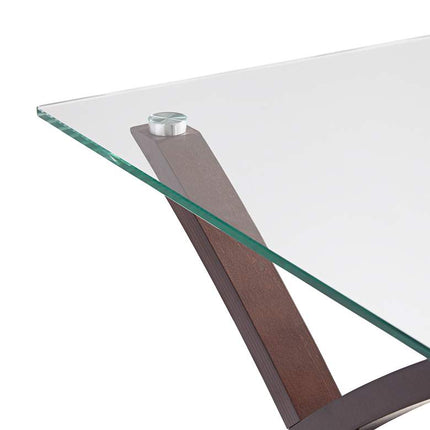 Niles Espresso Wood and Glass Top End Table