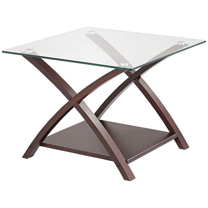 Niles Espresso Wood and Glass Top End Table