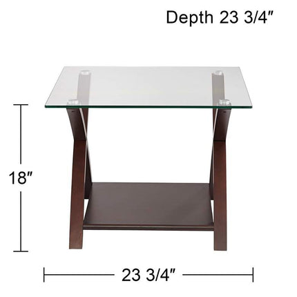 Niles Espresso Wood and Glass Top End Table