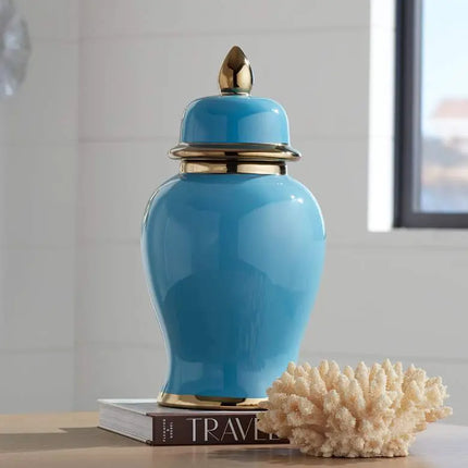 Nirvana Shiny Turquoise Porcelain Ginger Jar with Lid Kensington Hill