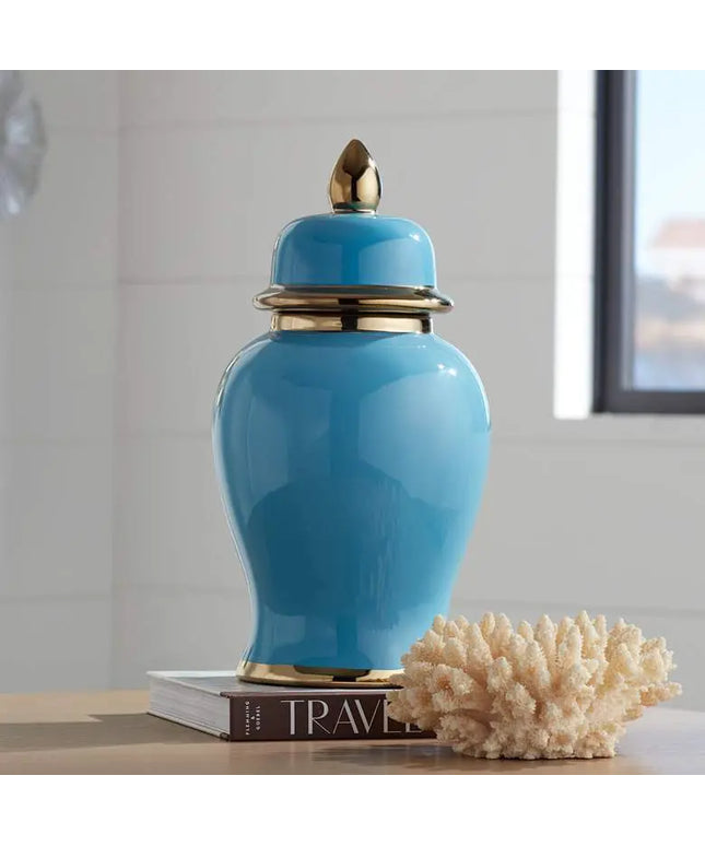 Nirvana Shiny Turquoise Porcelain Ginger Jar with Lid Kensington Hill