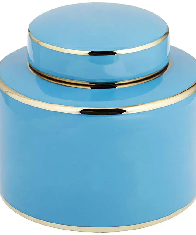 Nirvana Shiny Turquoise Porcelain Round Jar with Lid Kensington Hill