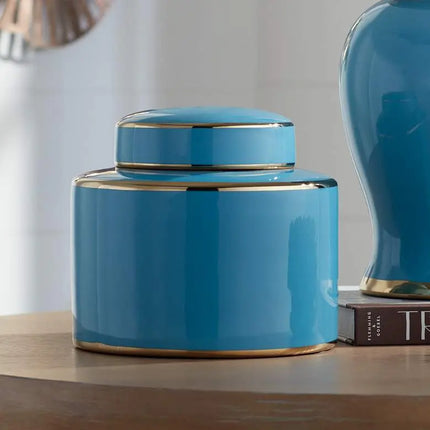 Nirvana Shiny Turquoise Porcelain Round Jar with Lid Kensington Hill