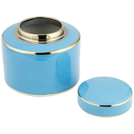 Nirvana Shiny Turquoise Porcelain Round Jar with Lid Kensington Hill