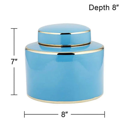 Nirvana Shiny Turquoise Porcelain Round Jar with Lid Kensington Hill