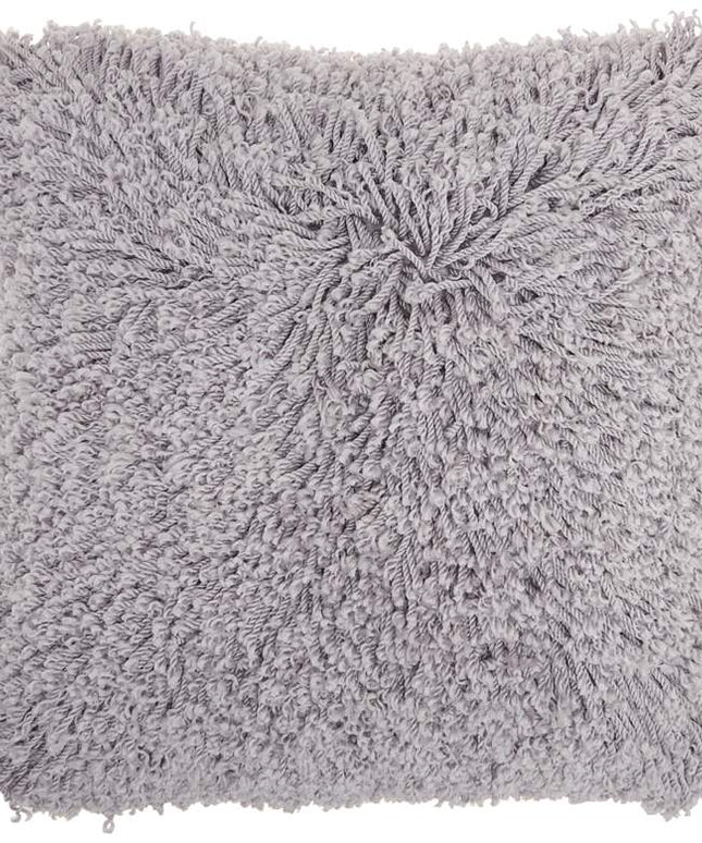 Nourison Gray Curly Shag 20" Square Indoor Throw Pillow Vision