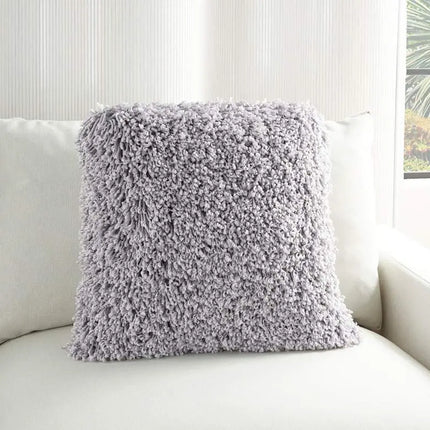 Nourison Gray Curly Shag 20" Square Indoor Throw Pillow Vision