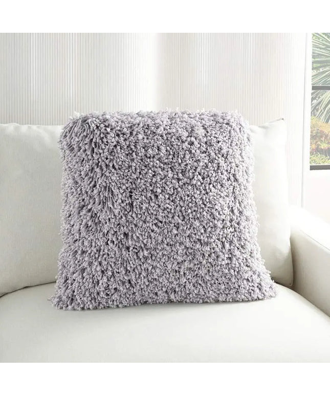 Nourison Gray Curly Shag 20" Square Indoor Throw Pillow Vision