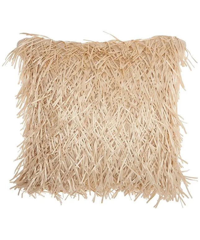 Nourison Shag Cream Metallic Ribbon 20" Square Throw Pillow Vision