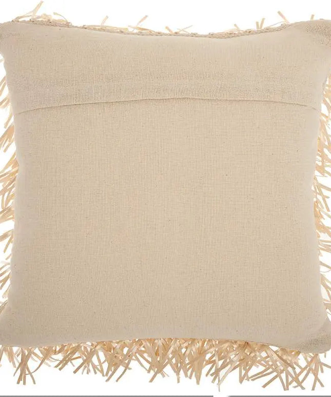 Nourison Shag Cream Metallic Ribbon 20" Square Throw Pillow Vision