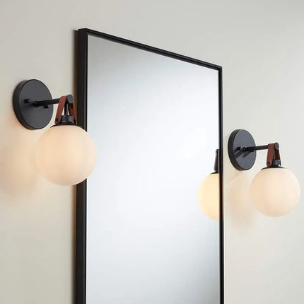 Nubuck 10 1/2" High Black and Brown Leather Wall Sconce Set of 2 360 Lighting