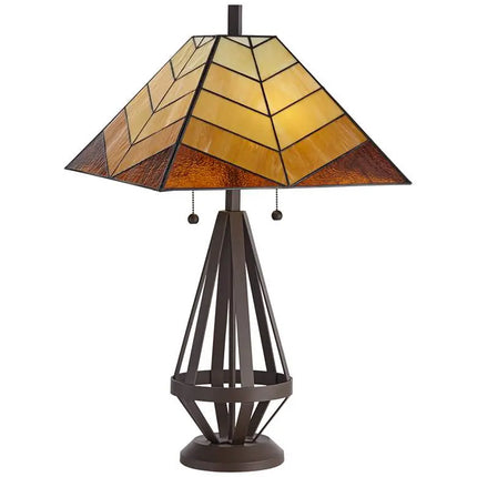 Pacific Coast 30 1/2" Tiffany-Style Amber Glass Pull Chain Table Lamp Pacific Coast Lighting