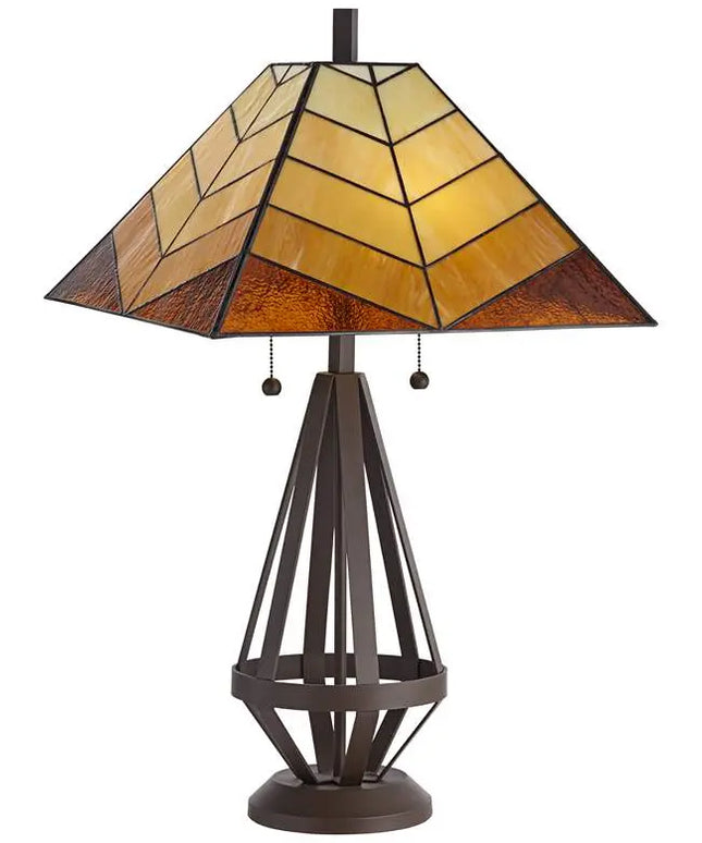 Pacific Coast 30 1/2" Tiffany-Style Amber Glass Pull Chain Table Lamp Pacific Coast Lighting