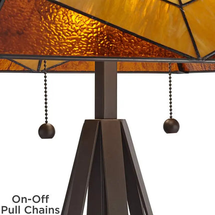 Pacific Coast 30 1/2" Tiffany-Style Amber Glass Pull Chain Table Lamp Pacific Coast Lighting