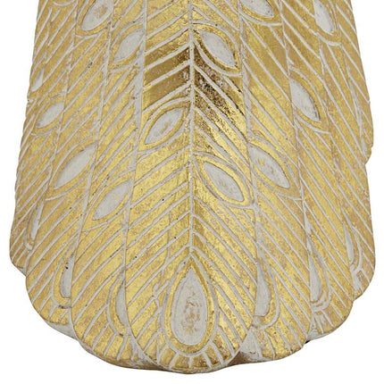 Paisley Wing Peacock 13 1/2" High Shiny Gold Statue