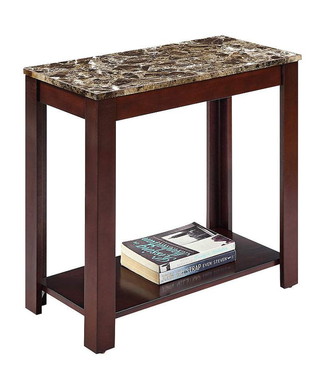 Pennie 24" Wide Marble and Cherry Wood Traditional Table