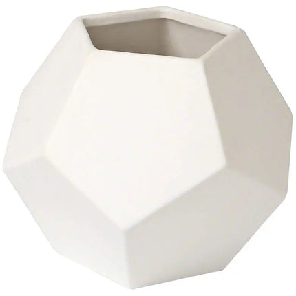Plateau Matte White 7" Wide Faceted Ceramic Vase Global Views
