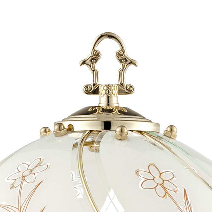 Polished Brass and Flower Glass Shade 15" High On-Off Touch Table Lamp