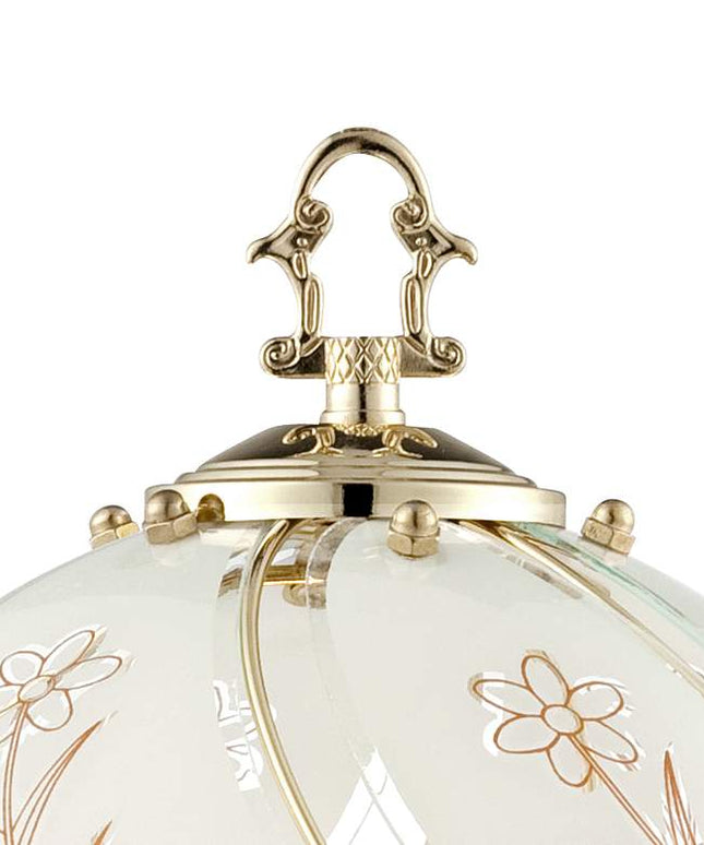 Polished Brass and Flower Glass Shade 15" High On-Off Touch Table Lamp