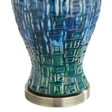 Possini Euro 27" Blue-Green Teal Temple Jar Ceramic Lamps Set of 2 Possini Euro Design