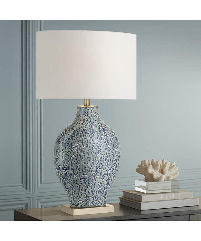 Possini Euro 29 1/2" High Victoria White and Blue Ceramic Table Lamp
