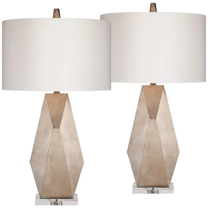 Possini Euro 32 1/2" Champagne Gold Geometric Table Lamps Set of 2 Possini Euro Design