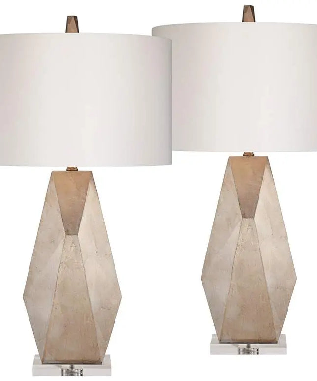 Possini Euro 32 1/2" Champagne Gold Geometric Table Lamps Set of 2 Possini Euro Design