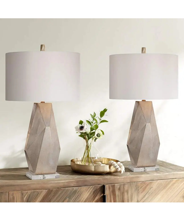 Possini Euro 32 1/2" Champagne Gold Geometric Table Lamps Set of 2 Possini Euro Design
