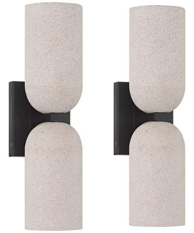Possini Euro Amalfi 15"H Cement 2-Light LED Wall Sconce Set of 2