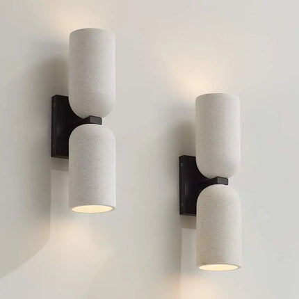 Possini Euro Amalfi 15"H Cement 2-Light LED Wall Sconce Set of 2