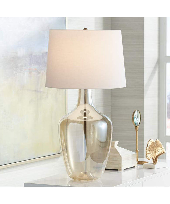 Possini Euro Ania 31" Modern Clear Champagne Glass Jar Table Lamp Possini Euro Design