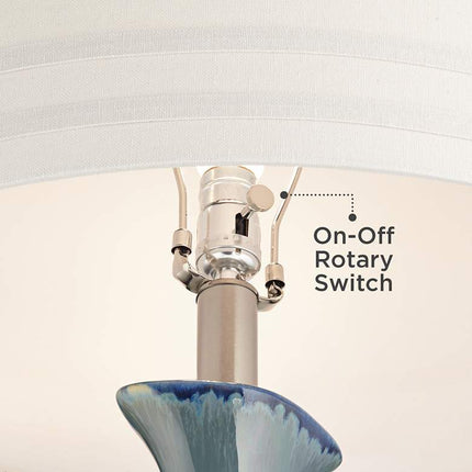 Possini Euro Annette 38" High Blue Drip Ceramic Table Lamps Set of 2 Possini Euro Design