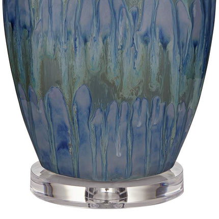 Possini Euro Annette 38" High Blue Drip Ceramic Table Lamps Set of 2 Possini Euro Design