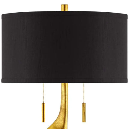 Possini Euro Athena 35 1/2" Black Shade Gold Leaf Modern Table Lamp Possini Euro Design
