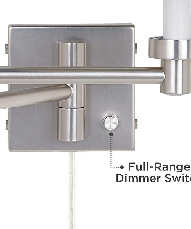 Possini Euro Brushed Nickel Cylinder Swing Arm Wall Lamps Set of 2