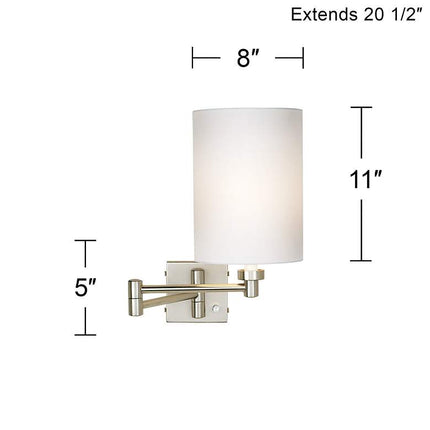 Possini Euro Brushed Nickel Cylinder Swing Arm Wall Lamps Set of 2
