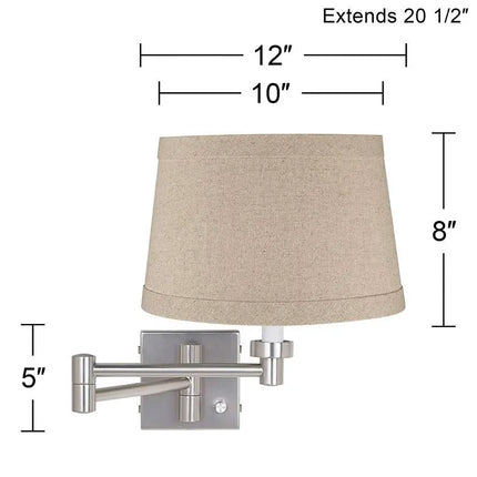Possini Euro Brushed Nickel Linen Drum Shade Swing Arm Wall Lamp Set of 2 Possini Euro Design