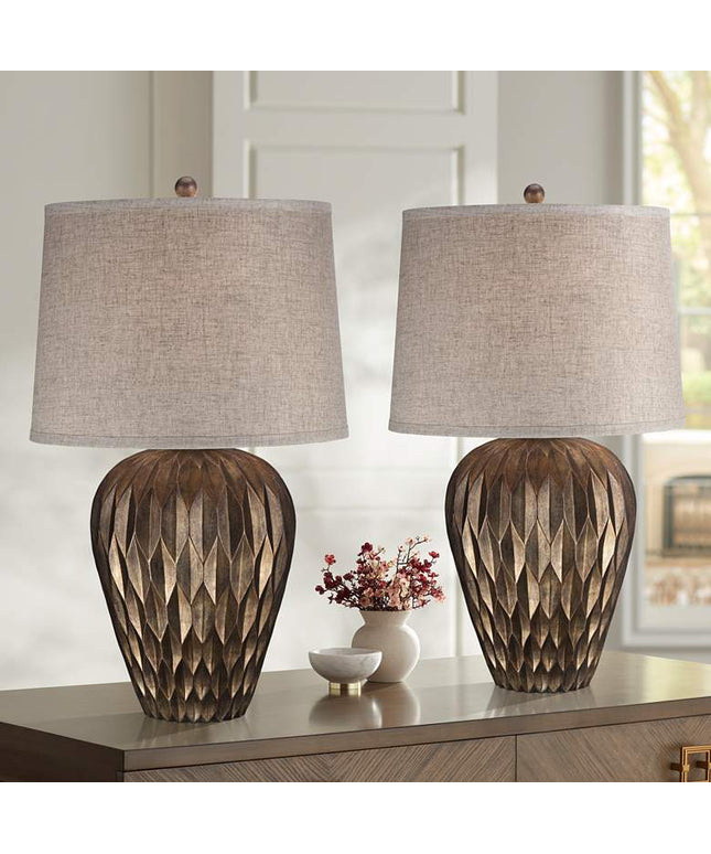 Possini Euro Buckhead 28" High Bronze Modern Urn Table Lamps Set of 2 Possini Euro Design