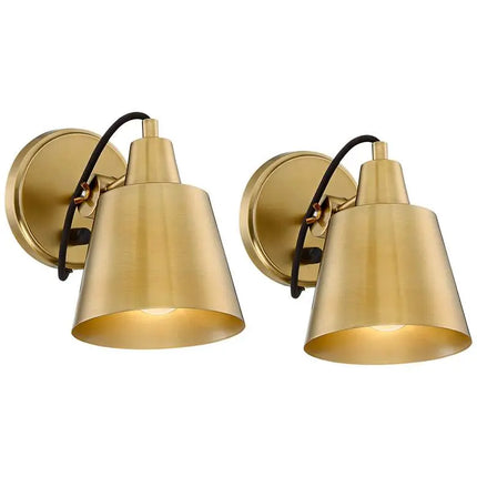 Possini Euro Capetown 8" High Warm Brass Swivel Wall Sconce Set of 2 Possini Euro Design