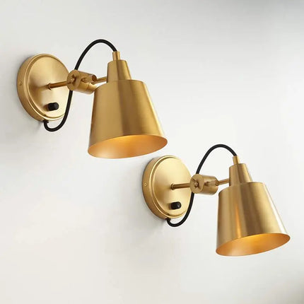 Possini Euro Capetown 8" High Warm Brass Swivel Wall Sconce Set of 2 Possini Euro Design