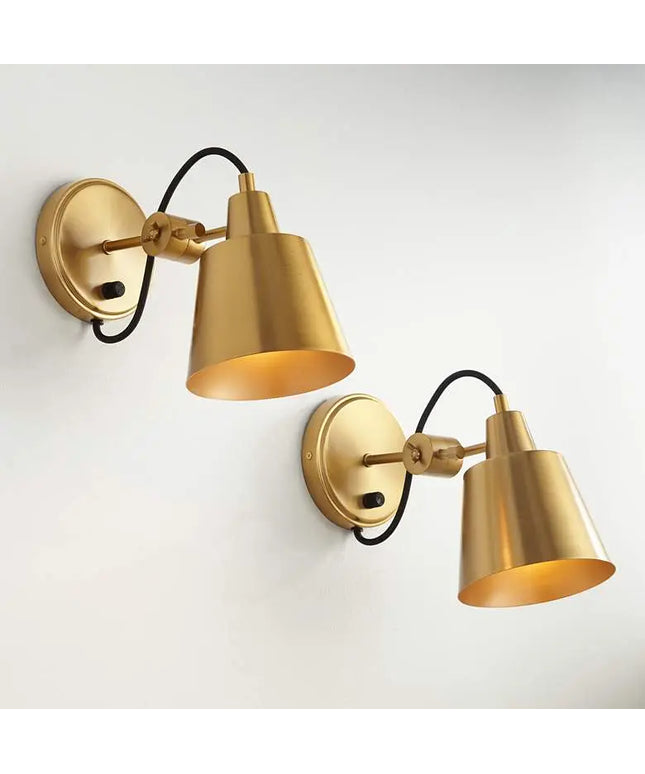 Possini Euro Capetown 8" High Warm Brass Swivel Wall Sconce Set of 2 Possini Euro Design