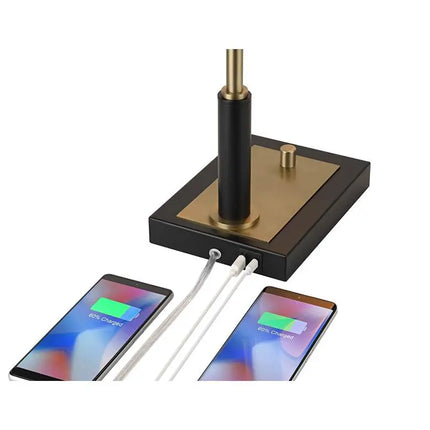 Possini Euro Cartwright 32" Antique Brass and Black USB Desk Lamp Possini Euro Design