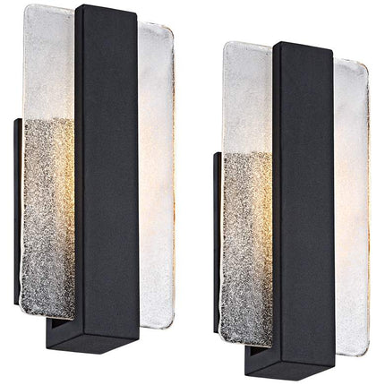 Possini Euro Cascadia 11 3/4" Black and Glass LED Sconces Set of 2