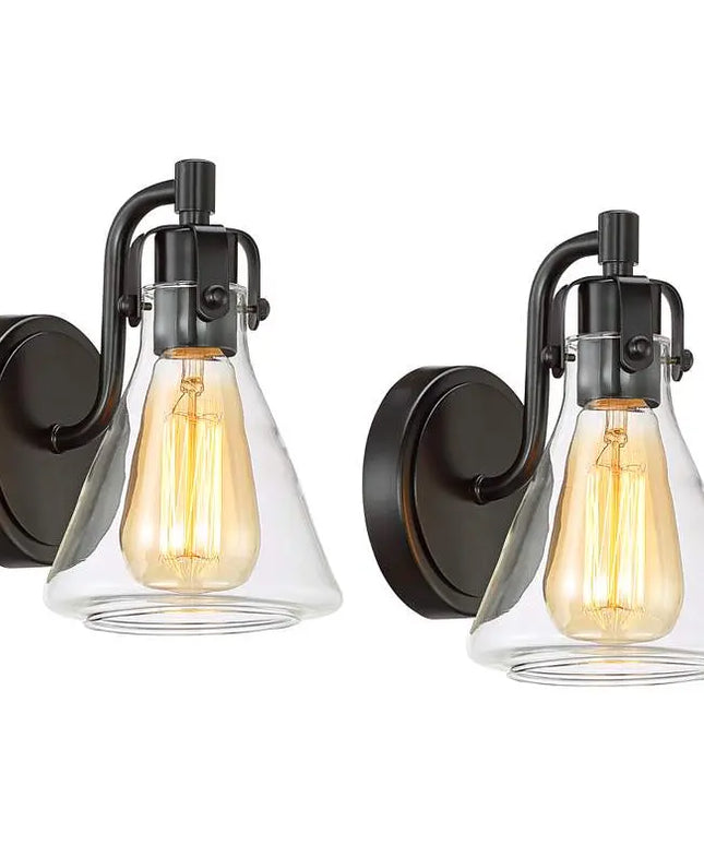 Possini Euro Cindy 8 1/2" High Bronze Beaker Wall Sconce Set of 2 Possini Euro Design