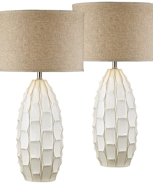 Possini Euro Cosgrove 32 3/4" White Modern Ceramic Lamps Set of 2 Possini Euro Design