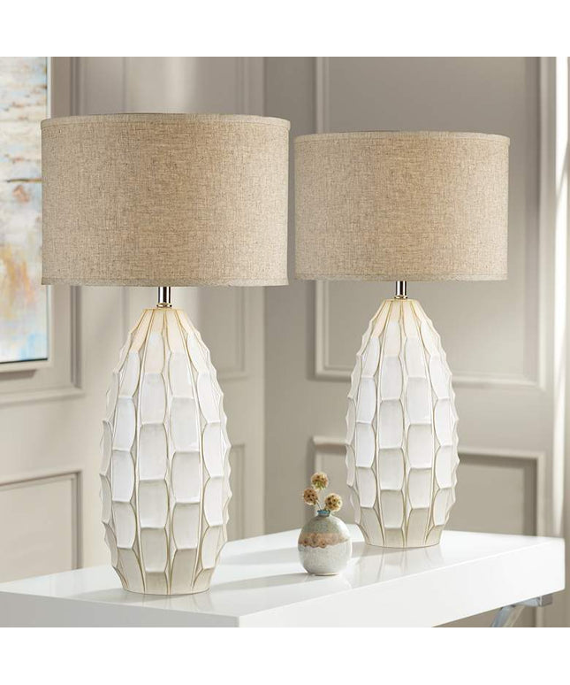 Possini Euro Cosgrove 32 3/4" White Modern Ceramic Lamps Set of 2 Possini Euro Design