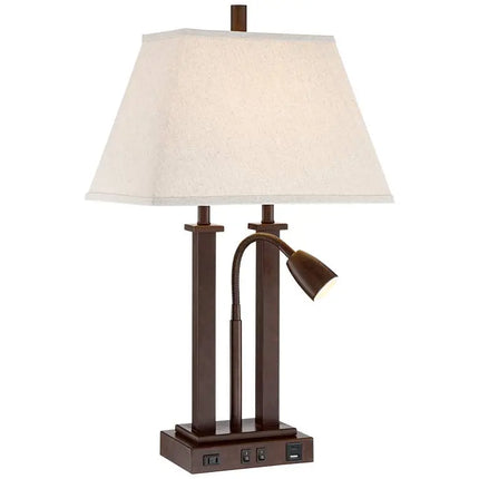 Possini Euro Deacon 26" Bronze Gooseneck USB and Outlet Desk Lamp
