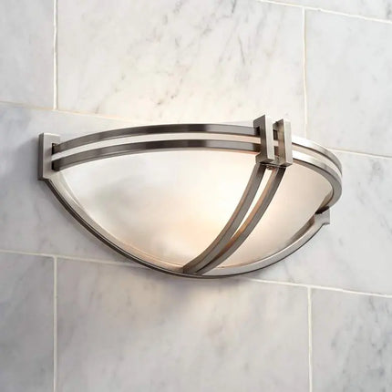 Possini Euro Deco Nickel 13 3/4" Wide Modern Wall Sconces Set of 2