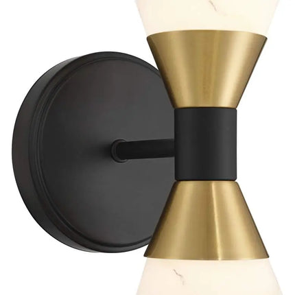 Possini Euro Domino 9 1/2"H Black Brass 2-Light Wall Sconce Set of 2