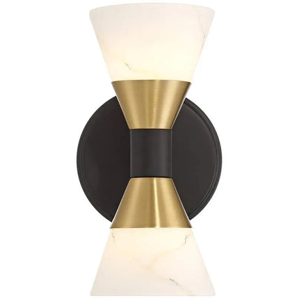 Possini Euro Domino 9 1/2"H Black Brass 2-Light Wall Sconce Set of 2